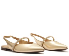 Sapatilha Slingback Tira Glam Dourada