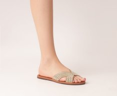 Rasteira Glam Strass Dourada