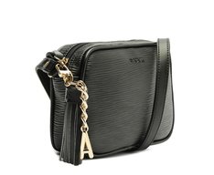 Bolsa Tiracolo Pequena Chaveiro Barbicacho Preta
