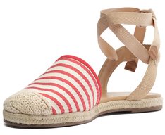 Sandália Espadrille Amarração Natural Branca e Vermelha