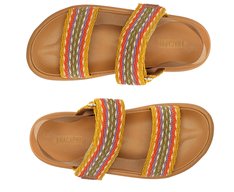 Sandália Papete Marrom e Multicolorida Natural