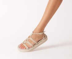 Papete Gladiadora Tiras Boho Branca