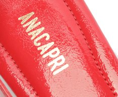 Sapatilha Slingback Salto Bloco Corte Triangular Verniz Vermelha