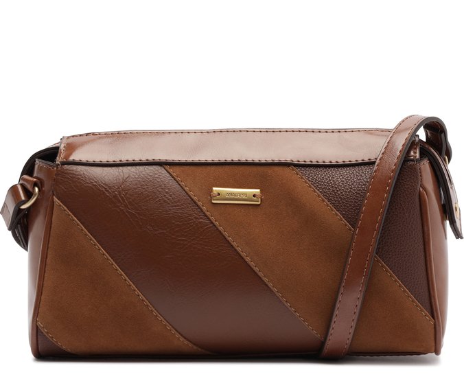 Bolsa Média Tiracolo Mix Texturas Marrom