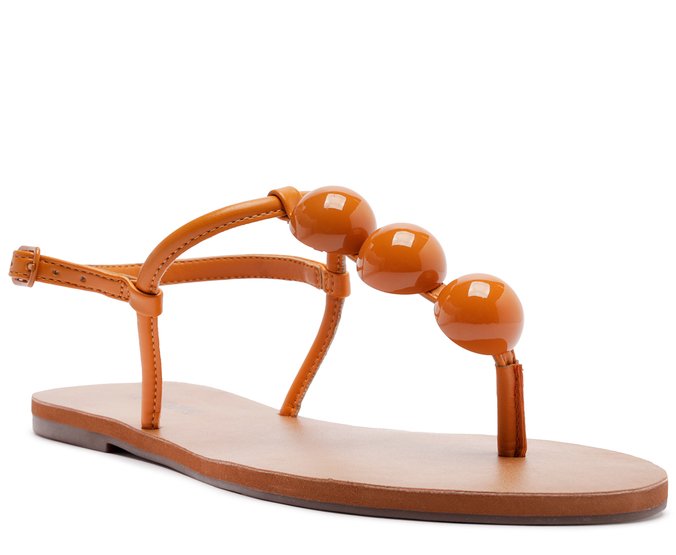 Sandália Rasteira Slim Adorno Laranja