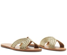 Rasteira Glam Strass Dourada