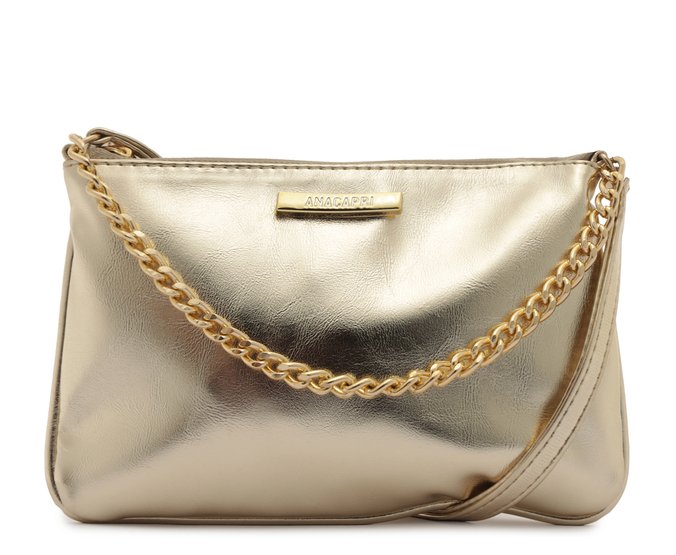 Bolsa Tiracolo Média Corrente Dourada