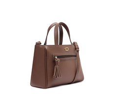 Bolsa Tote Média Bolso Frontal Barbicacho Nero Marrom