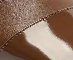 Sapatilha Slingback Salto Bloco Ponta Verniz Marrom