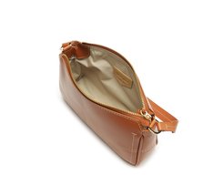 Bolsa Tiracolo Baguete Média Costura Ornamental Marrom