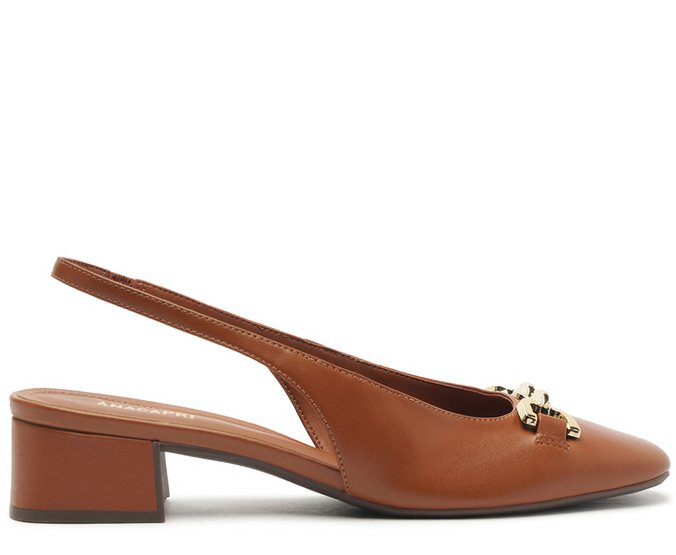 Sapatilha Slingback Bico Quadrado Bridão Marrom