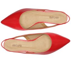 Sapatilha Slingback Bico Fino Verniz Vermelha