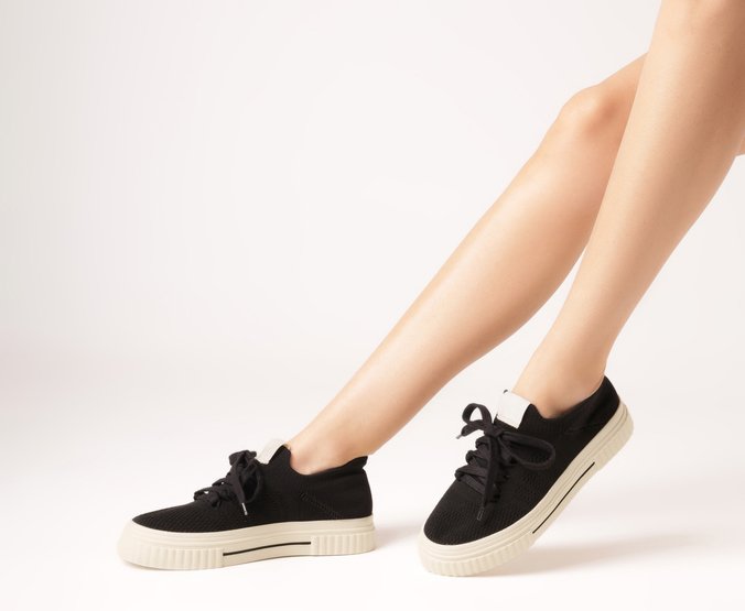 Tênis Knit Sola Alta New Alê Preto Anacapri