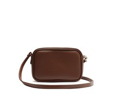 Bolsa Tiracolo Pequena Costura Ornamental Marrom