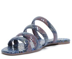 Rasteira Azul Snake Tiras Arredondadas