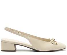 Sapatilha Slingback Bico Quadrado Bridão Branca