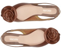 Sapatilha Slingback Bico Fino Flor Marrom