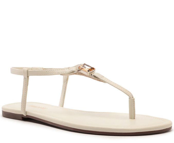 Sandália Rasteira Slim Pedraria Branca