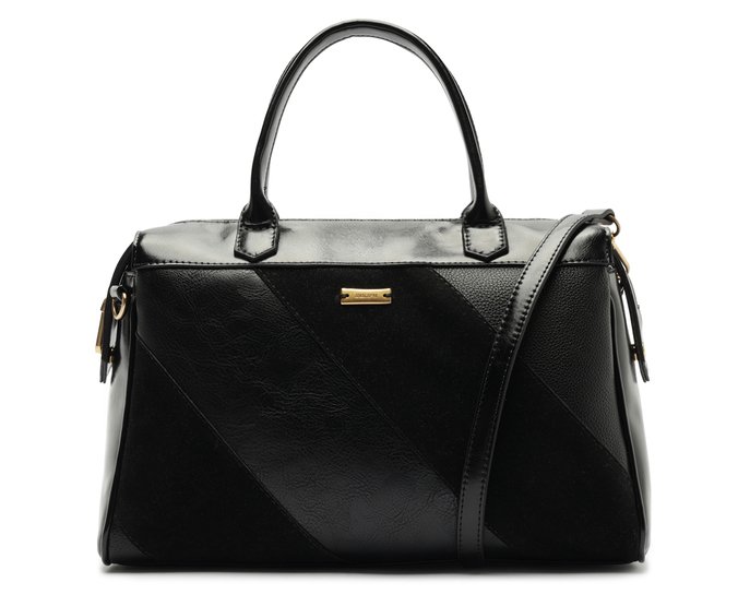 Bolsa Tote Grande Mix Texturas Preta