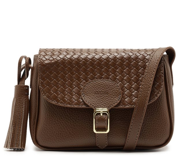 Bolsa Tiracolo Detalhe Tassel e Tampa Marrom