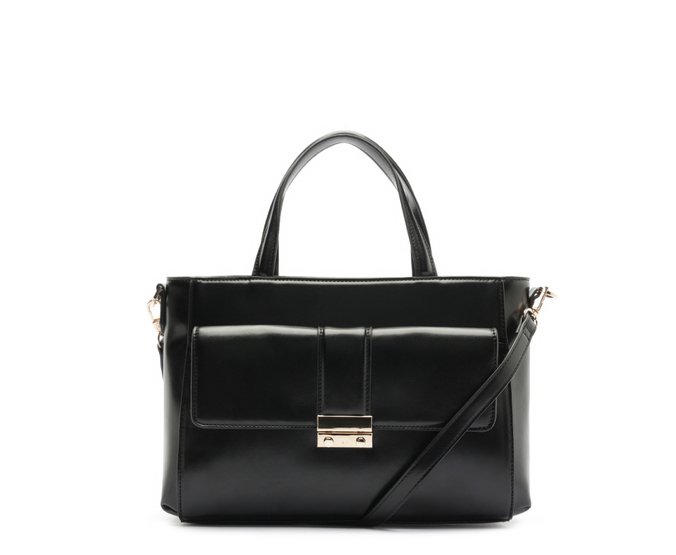 Bolsa Tote Bolso Fechamento Metal Preta