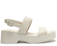 Sandália Flatform Branca Mirella Duas Tiras
