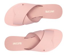 Rasteira Tiras Cruzadas Couro Rosa Blush