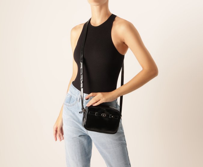 Bolsa Tiracolo Média Madri Verniz Preta