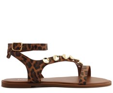Rasteira Tiras Adorno Animal Print