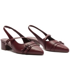 Sapatilha Slingback Salto Bloco Fivelas Roxa