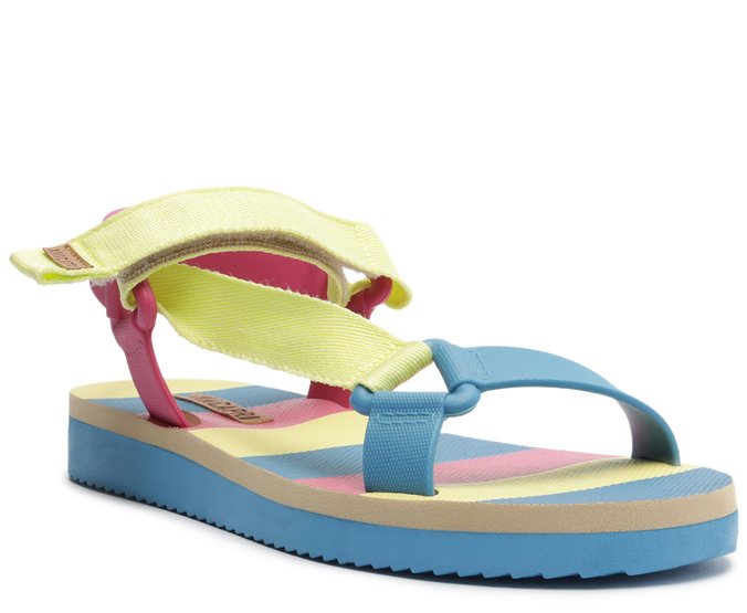 Sandália Papete Fechamento Velcro Multicolor