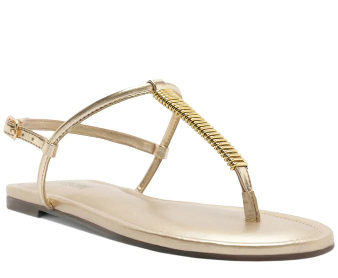 Rasteira Slim Adorno Metal Dourada