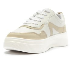 Tênis de Amarrar Sola Robusta Branco e Bege