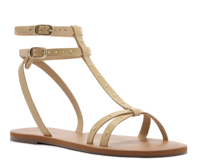 Rasteira Gladiadora com Tachas Bege