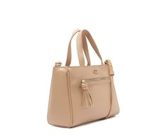 Bolsa Tote Média Bolso Frontal Barbicacho Bege