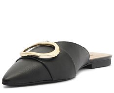 Mule Ponta Fina Fivela Preta