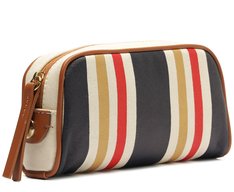 Necessaire Pequena Lona Tricolor Azul e Vermelho
