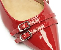 Sapatilha Slingback Fivela Dupla Vermelha