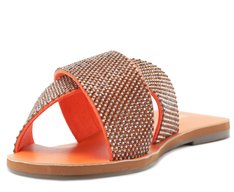 Rasteira Tiras Cruzadas Glam Laranja