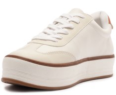 Tênis Flatform Branco Listra Marrom