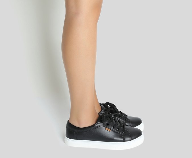 Tênis Sola Alta Urban Brilho Preto | Anacapri