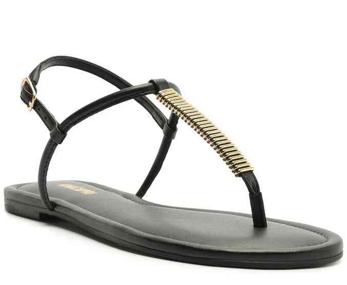 Rasteira Slim Adorno Metal Preta