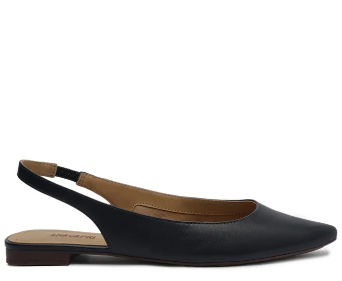 Sapatilha Slingback Bico Fino Azul Navy