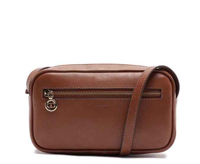 Bolsa Tiracolo Média Bolso Frontal Marrom