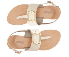 Rasteira Slim Fivela Couro Branca