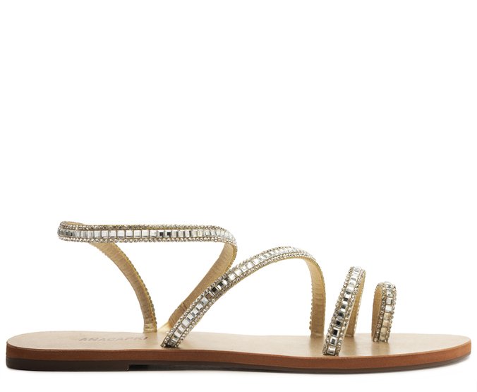 Sandália Multitiras Cristais Dourada - 39