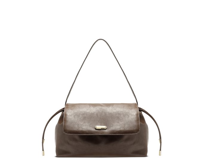 Bolsa Hobo Média com Tampa Marrom