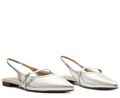 Sapatilha Slingback Bico Fino Prata