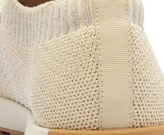 Tênis de Amarrar Knit Brilhoso Nude Lavínia
