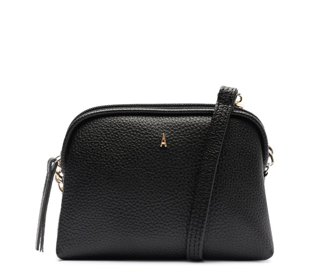 Bolsa Tiracolo Pequena Texturizada Preta